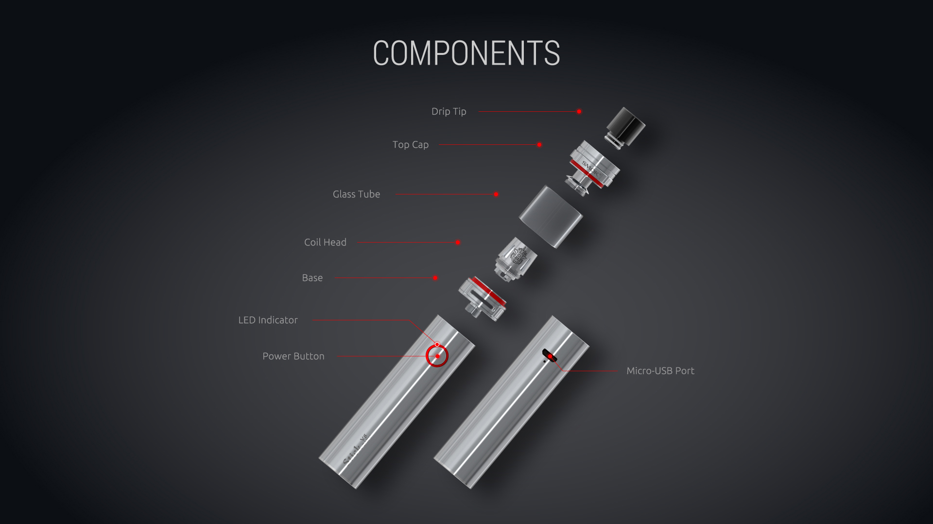 Components of SMOK Stick V8 Baby Mod&Kit 