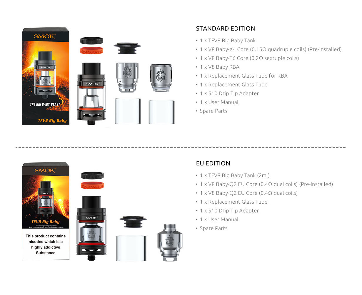 M11 big baby. Бак Smok tfv8 Baby v2. Tfv8 big Baby испарители. Tfv8 Baby v2 испарители. Смок тфв8 бэби 24мм.