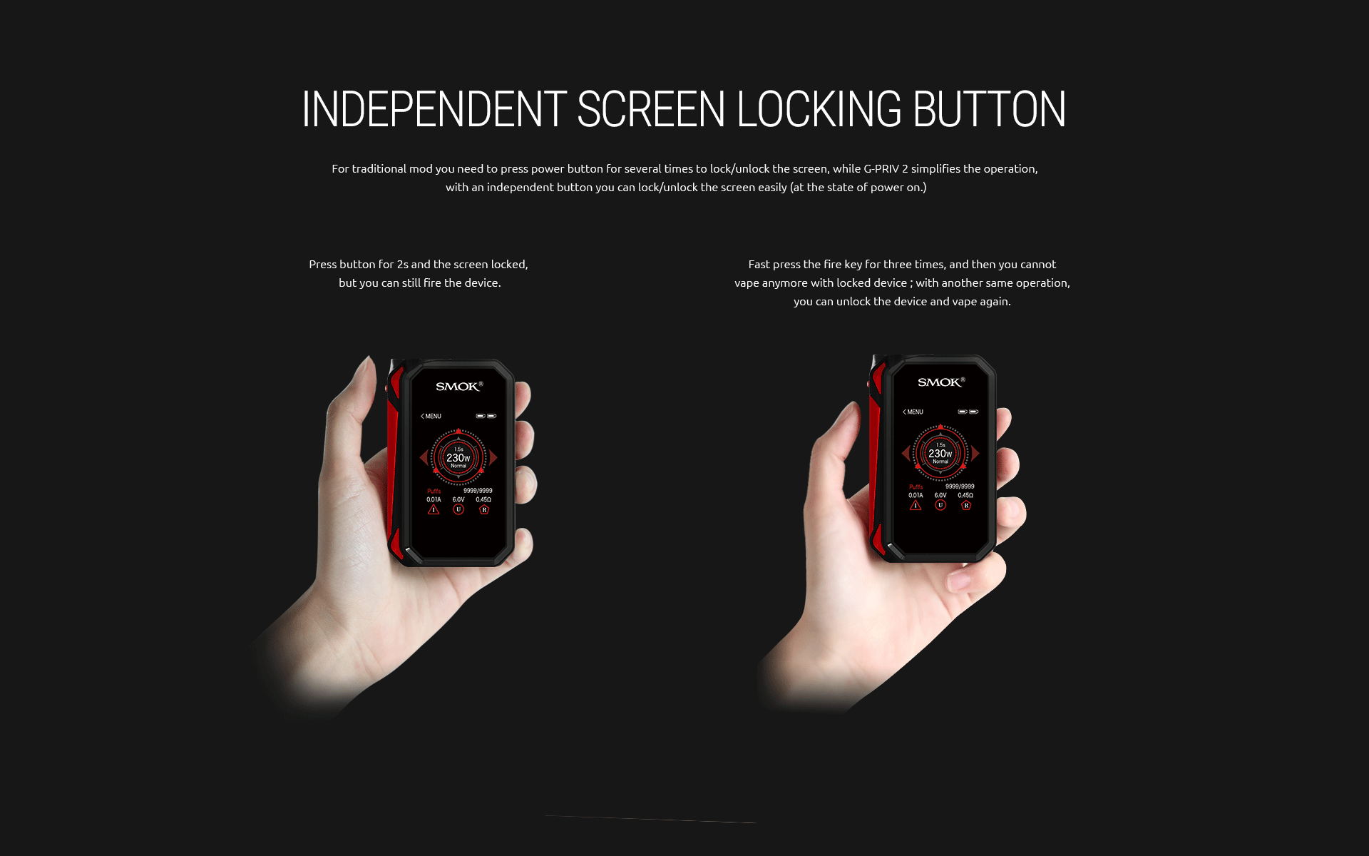 SMOK G-Priv 2 Kit with Independent Screen Locking Button Feature