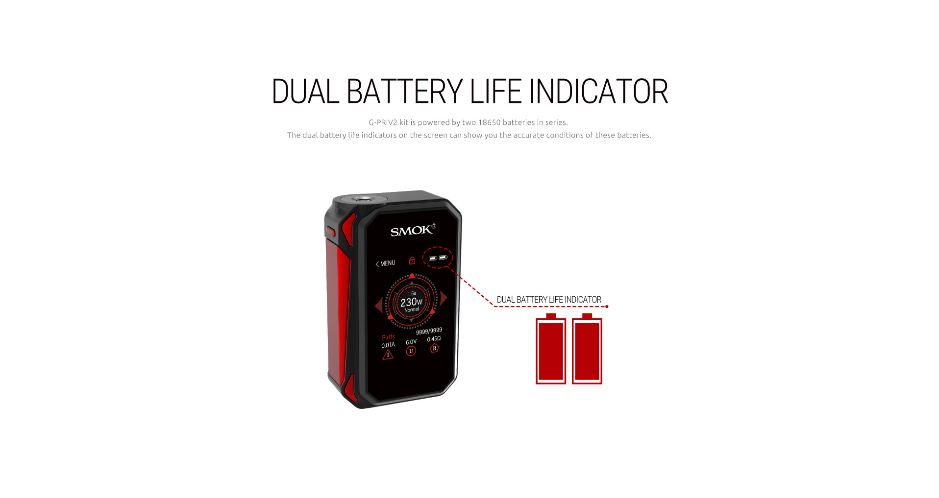 SMOK G-Priv 2 Kit&Mod with Dual Battery Life Indicator