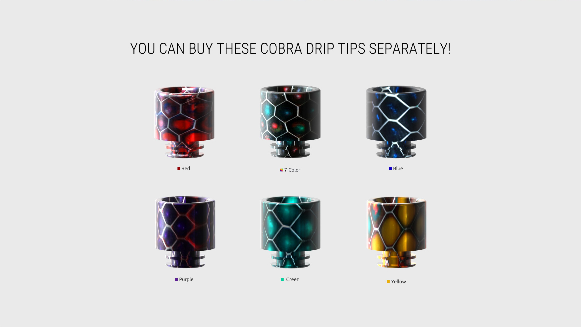 6 Colors of Cobra Drip Tips for SMOK TFV12 Prince