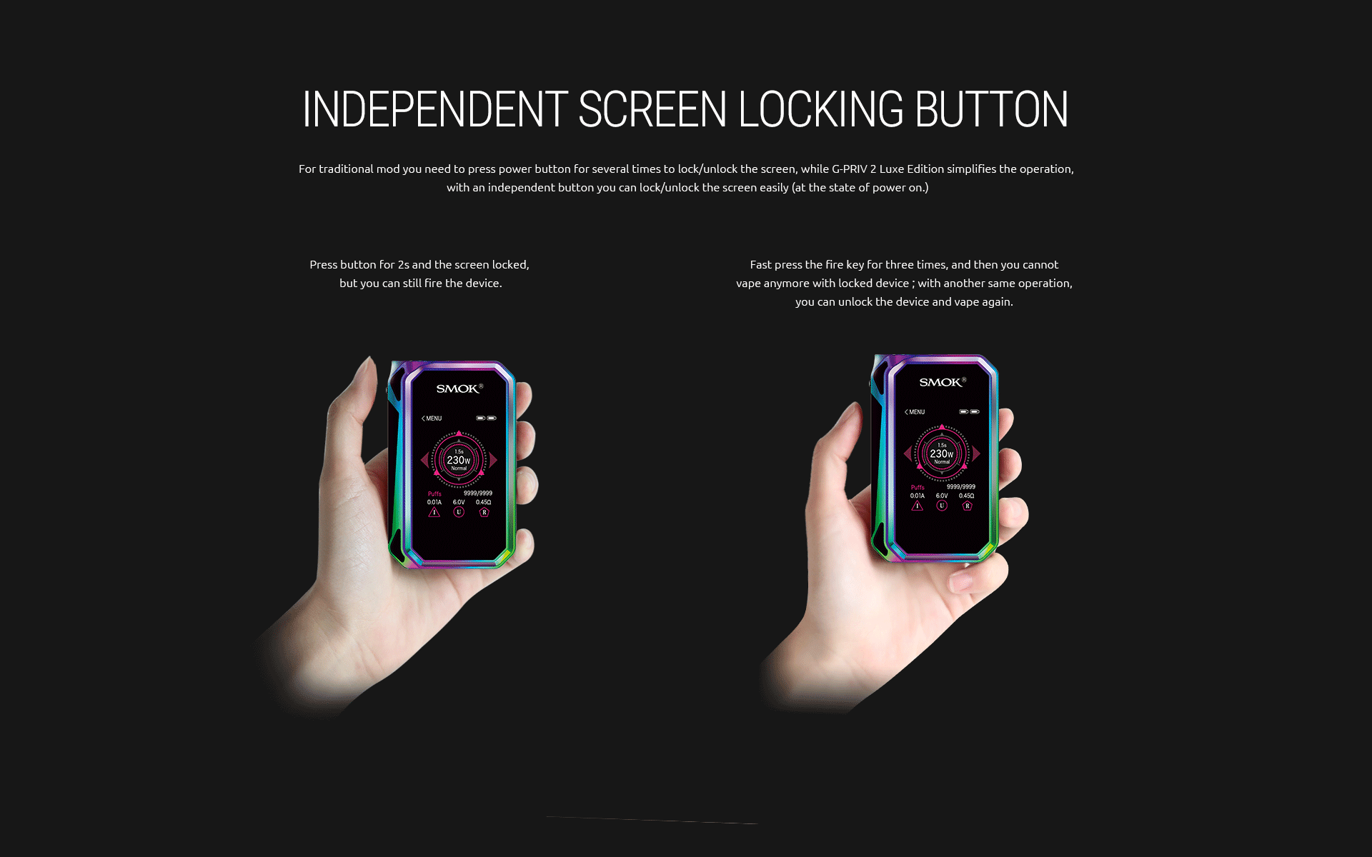SMOK G-Priv 2 Mod with Independent Screen Locking Buttion