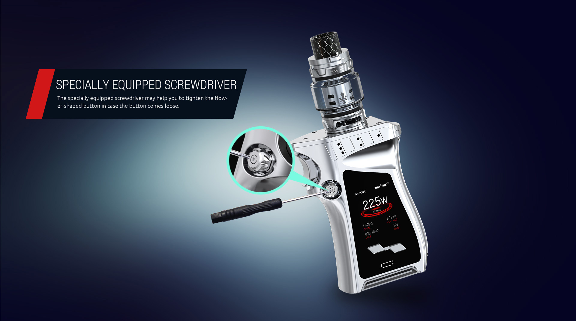 SMOK Mag 225W Mod with Specially Equipped Screwdriver