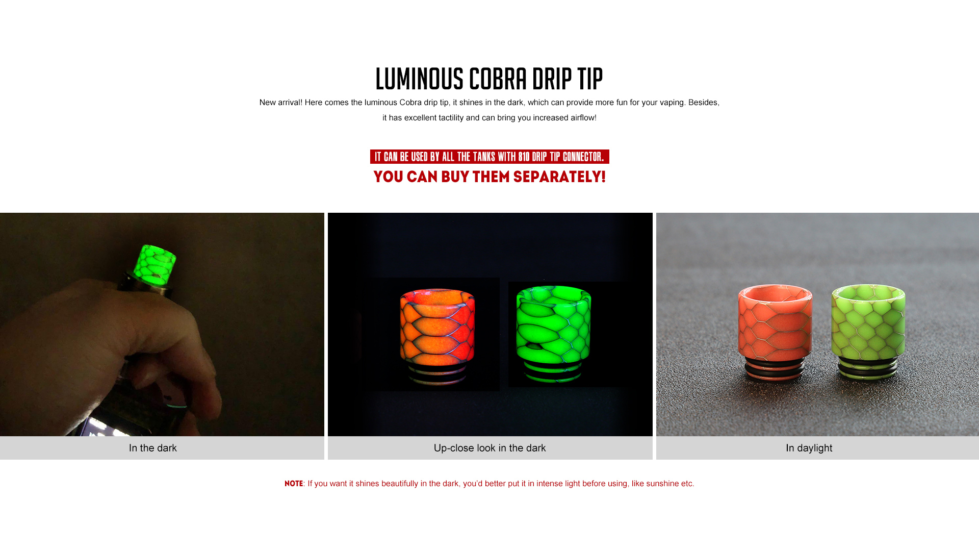 Luminous Cobra Drip Tip for SMOK Mag 225W Tip