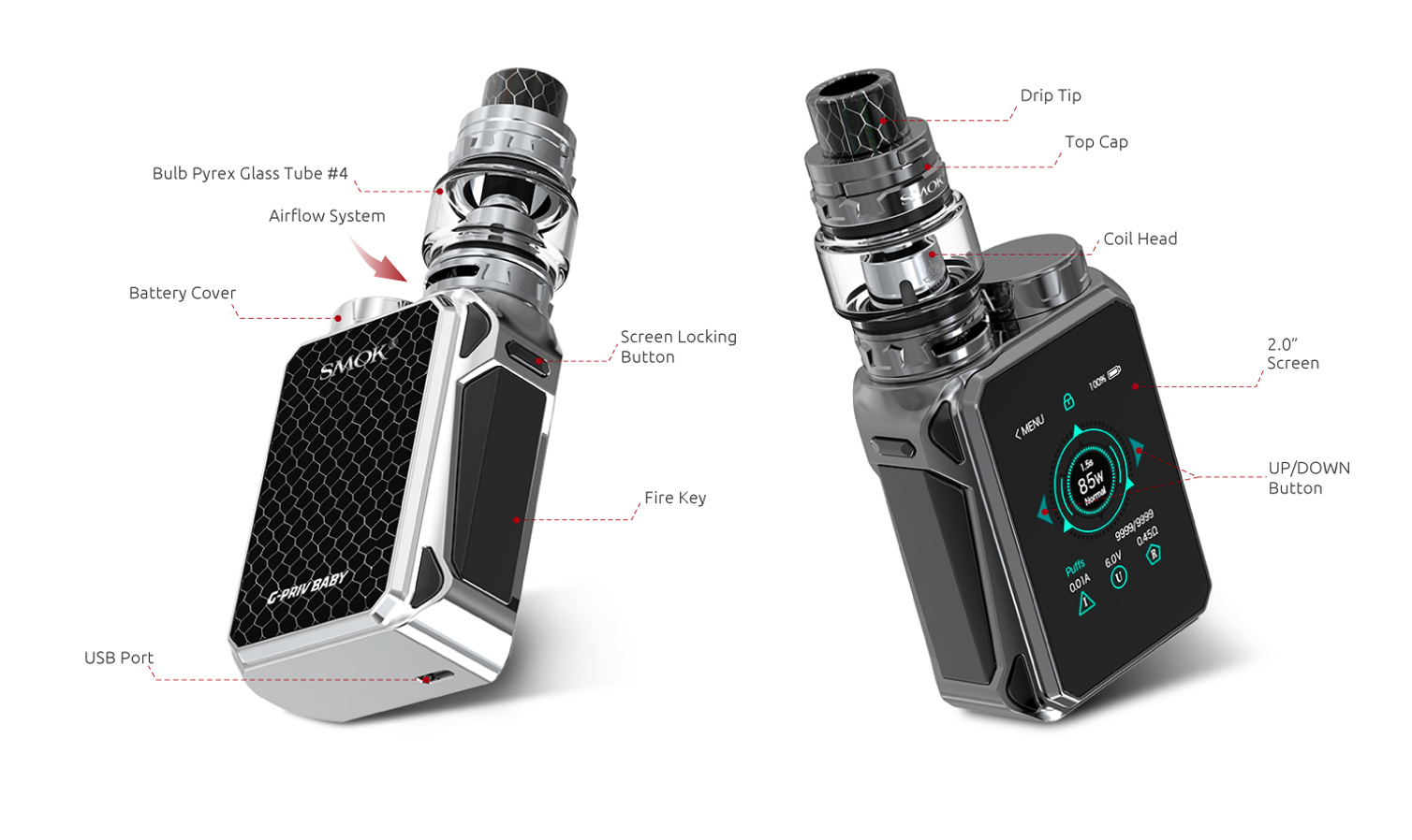 Components pf SMOK G-Priv Baby Luxe Edition Mod&Kit 