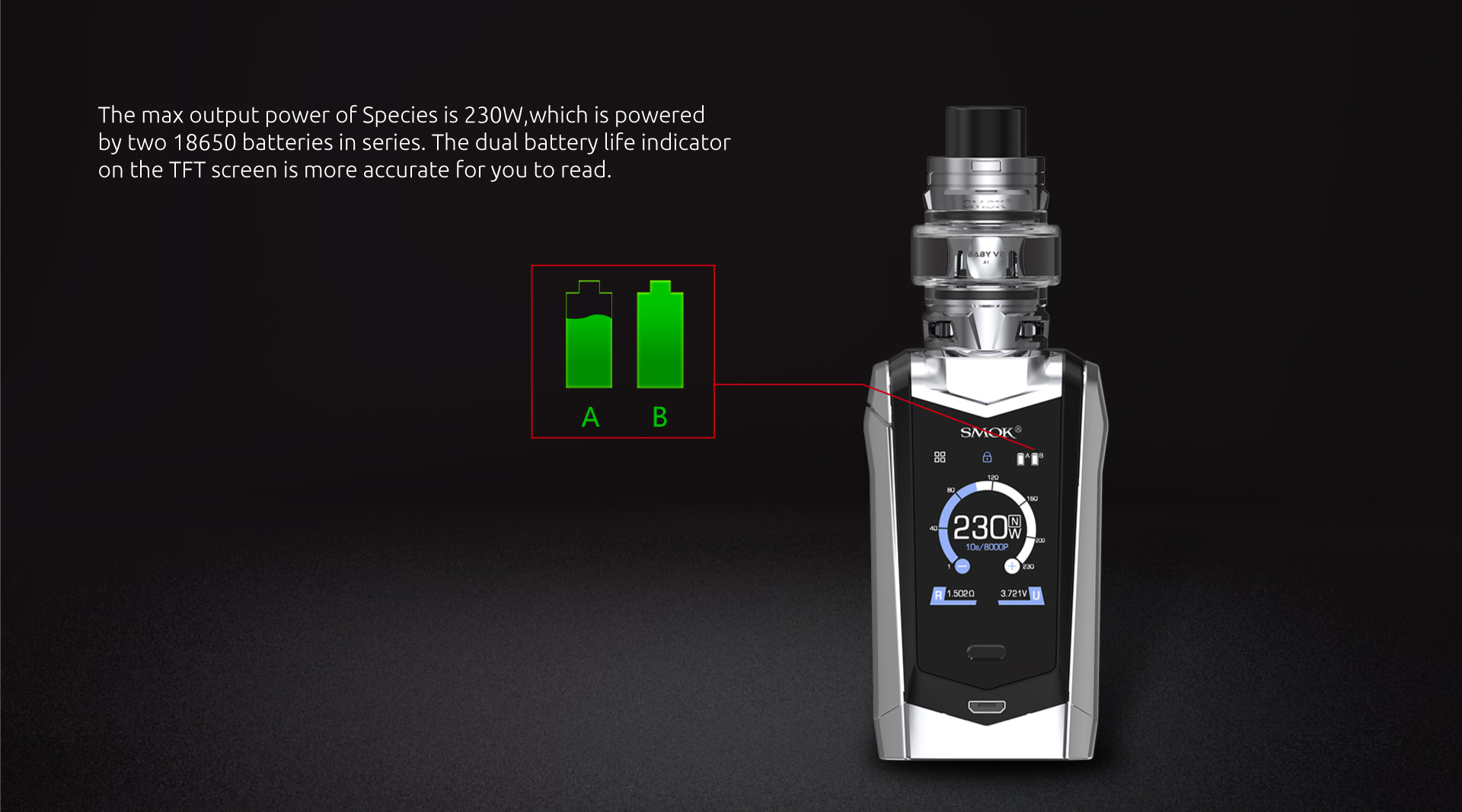 Dual Battery Life Indicator of SMOK Species Kit