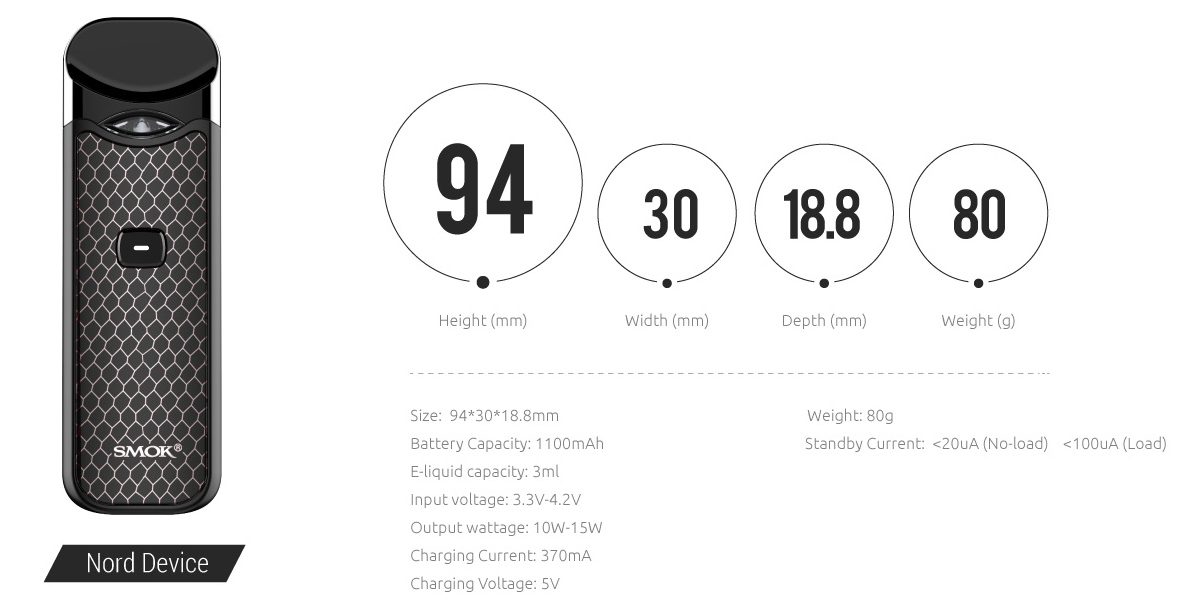 SMOK Nord Pod Specifications of Kit&Mod