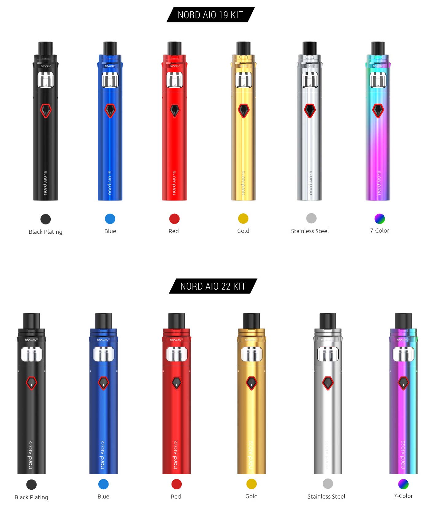SMOK Nord AIO 19& Nord AIO 22 Kit&Mod with 6 Colors Avaliable