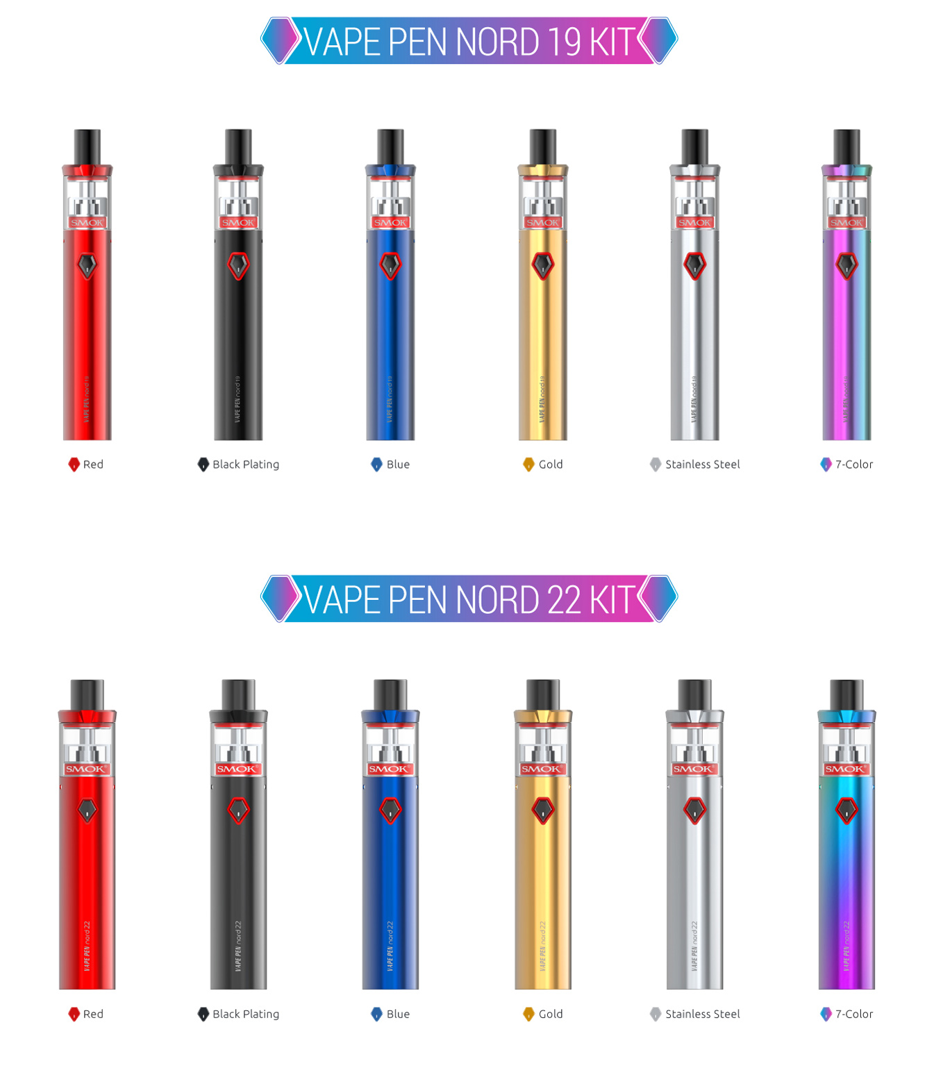 6 Color Avaliable - SMOK Vape Pen Nord 19&22 Kit