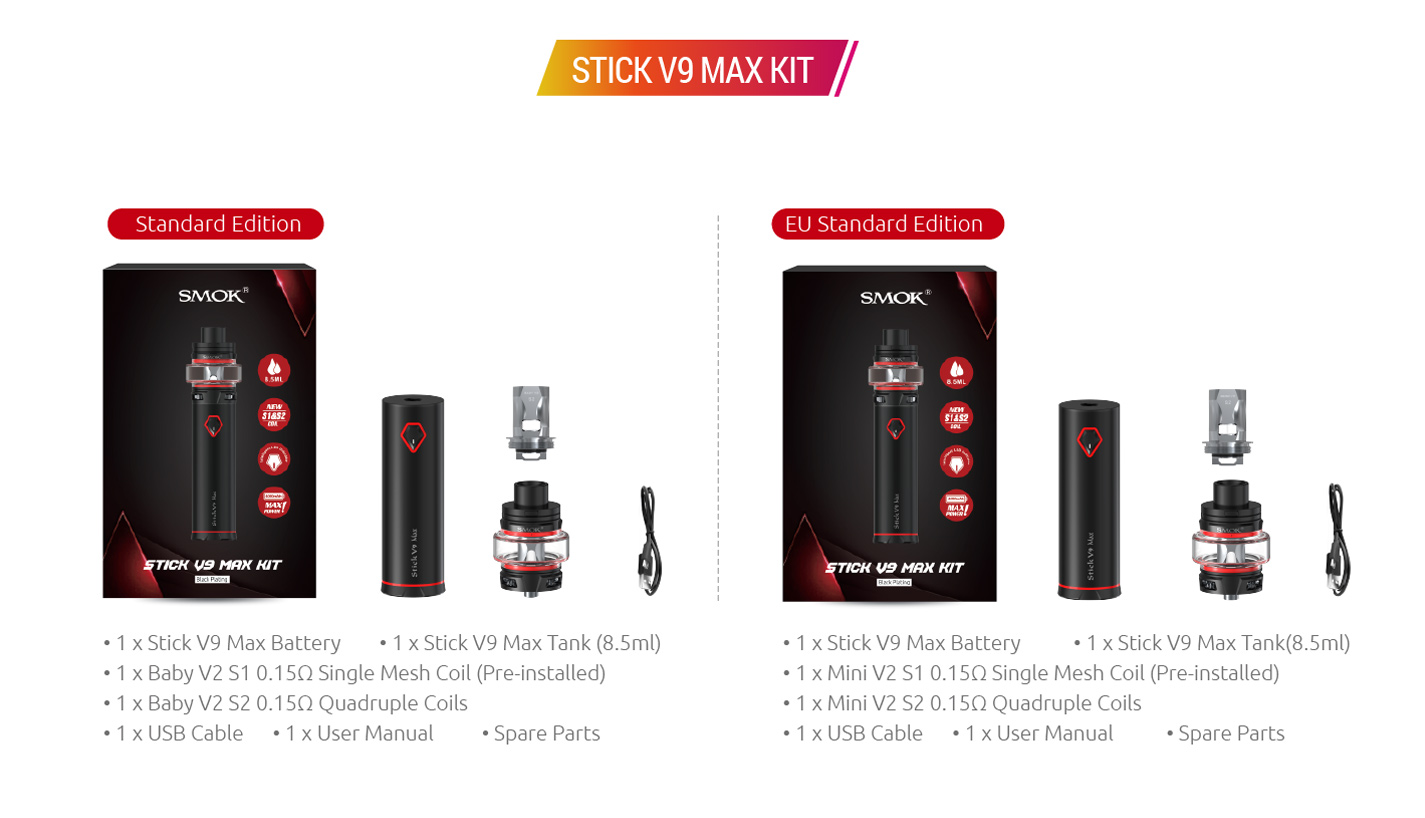 The Kit Include - SMOK Stick V9 Max Kit