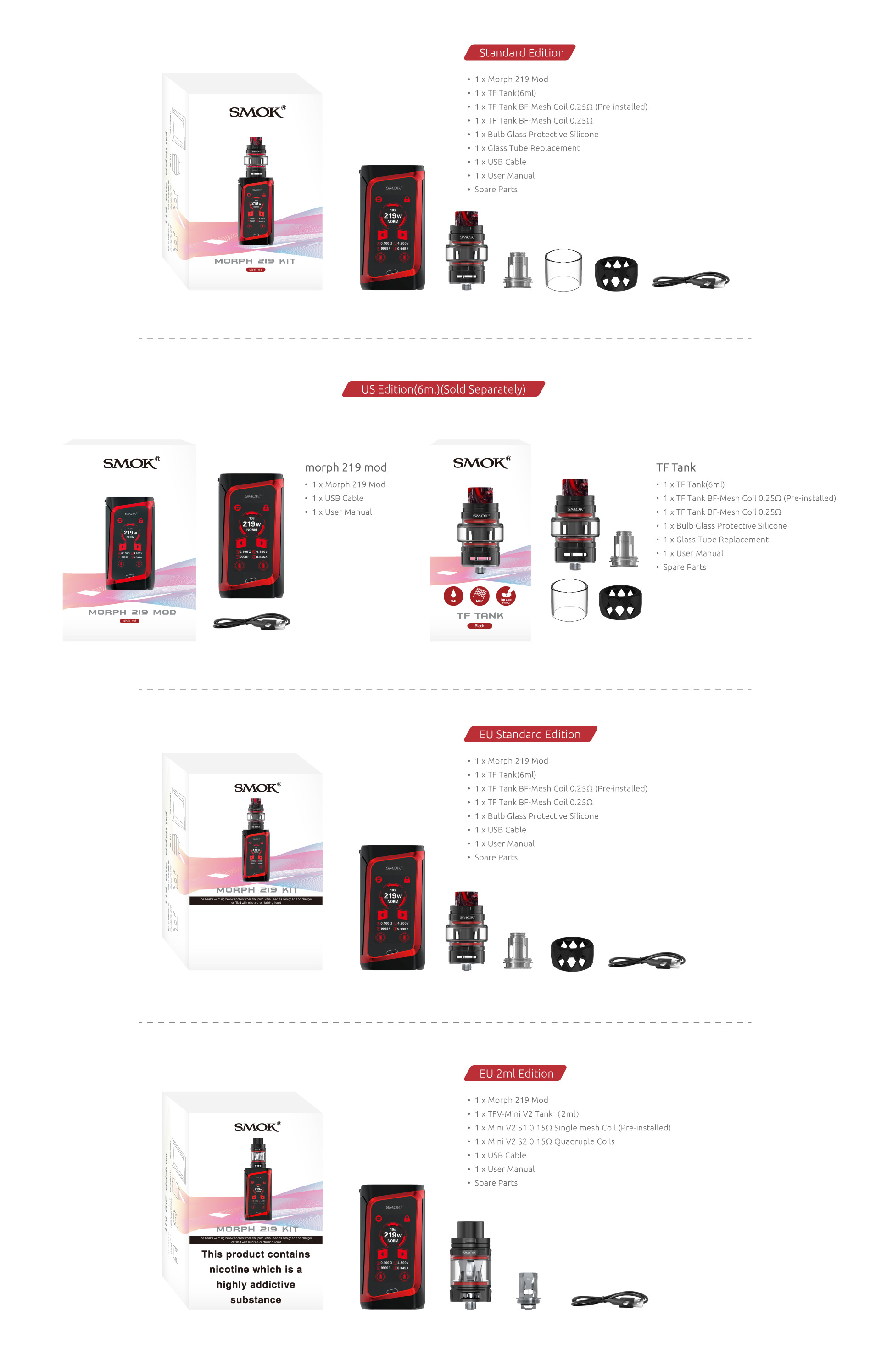 4 Editions of SMOK Morph 219 Kit