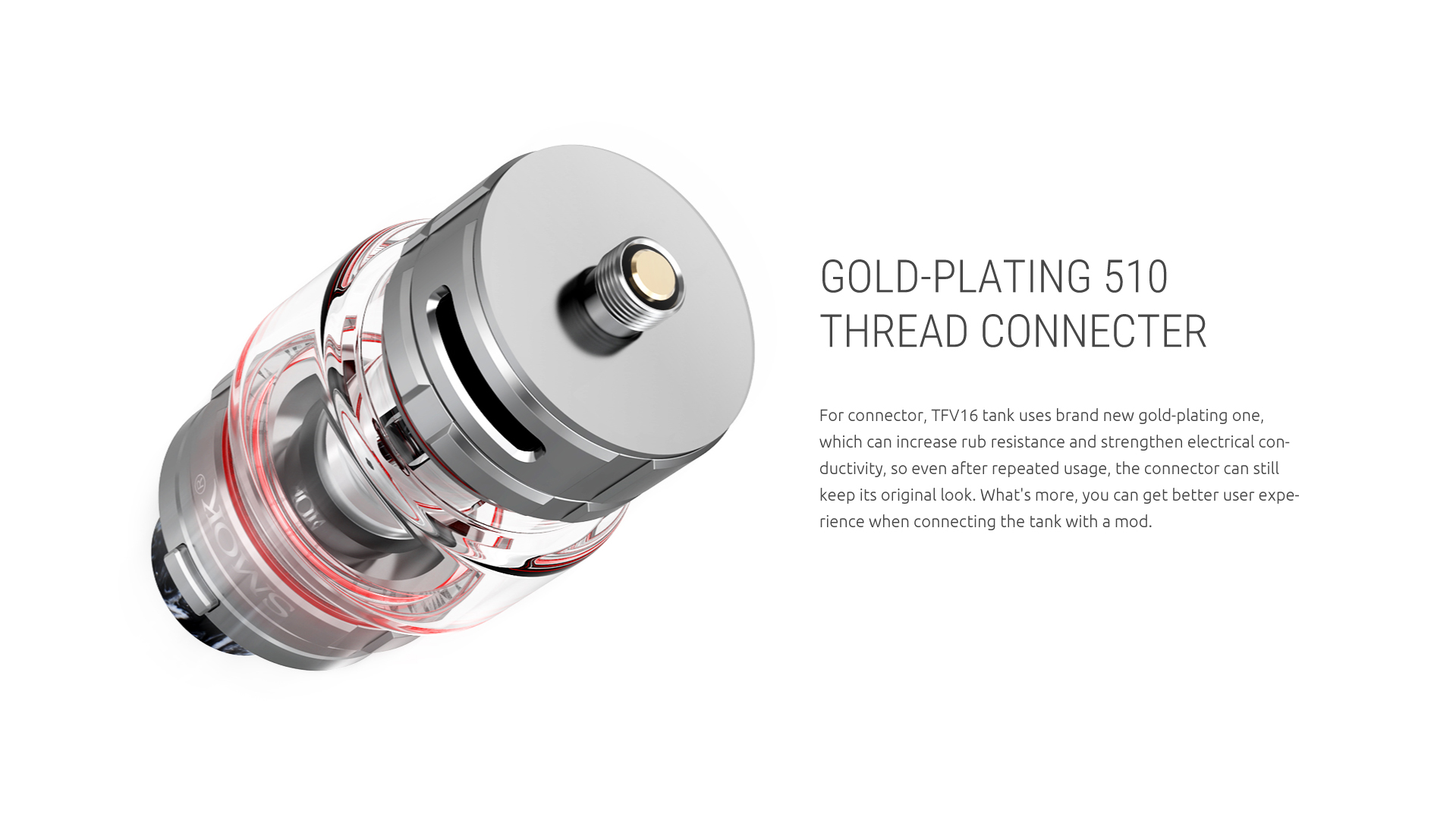 Gold-Plating 510 Thread Connecter for SMOK TFV16 Tank