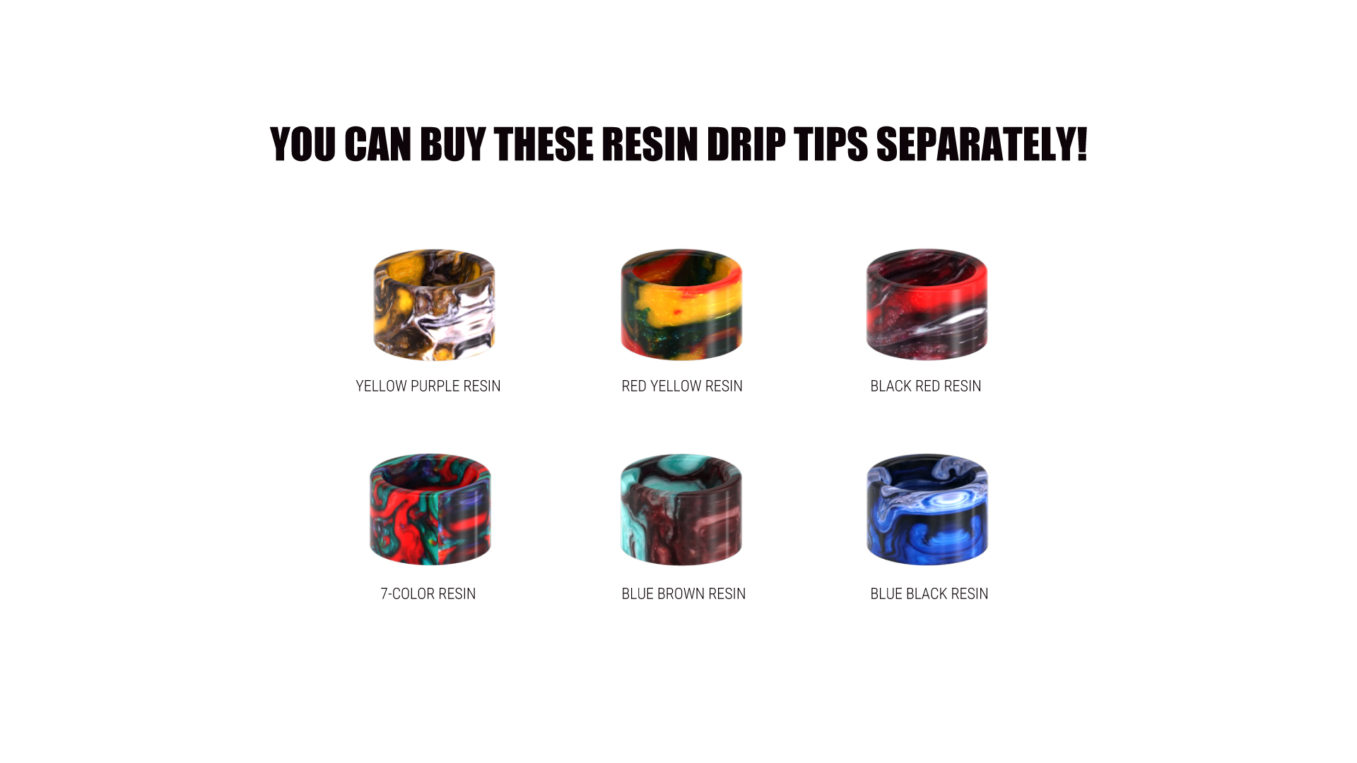 6  Resin Drip tips Colors Available for SMOK TFV16 Tank