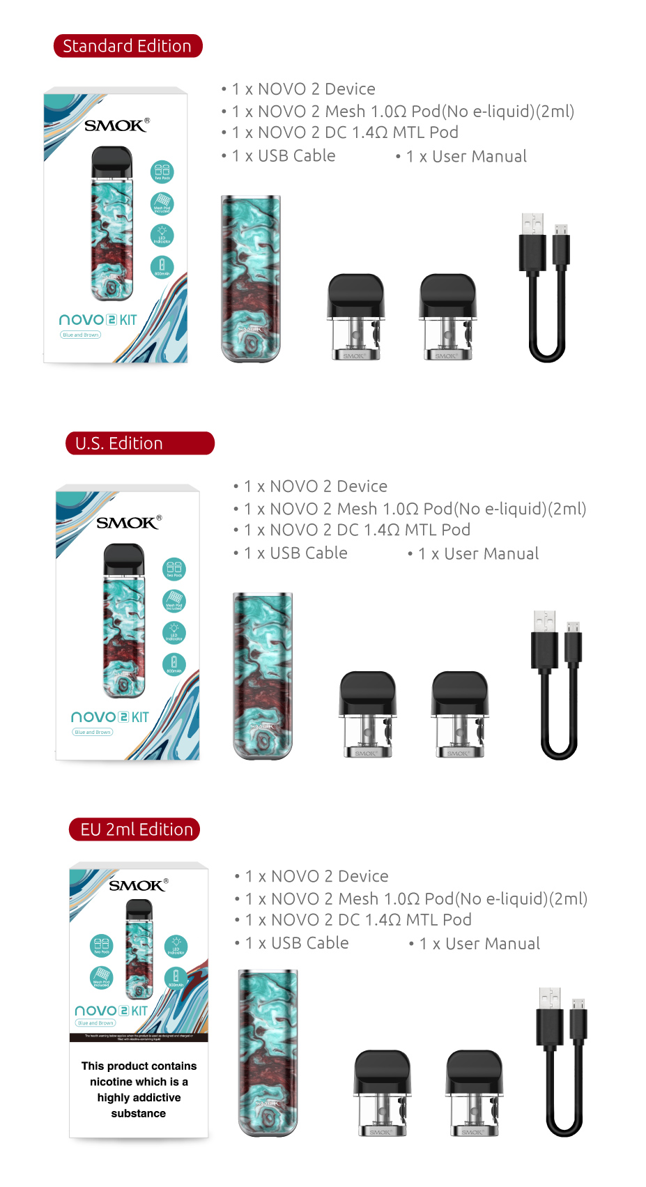 3 Editions of SMOK NOVO 2 Kit