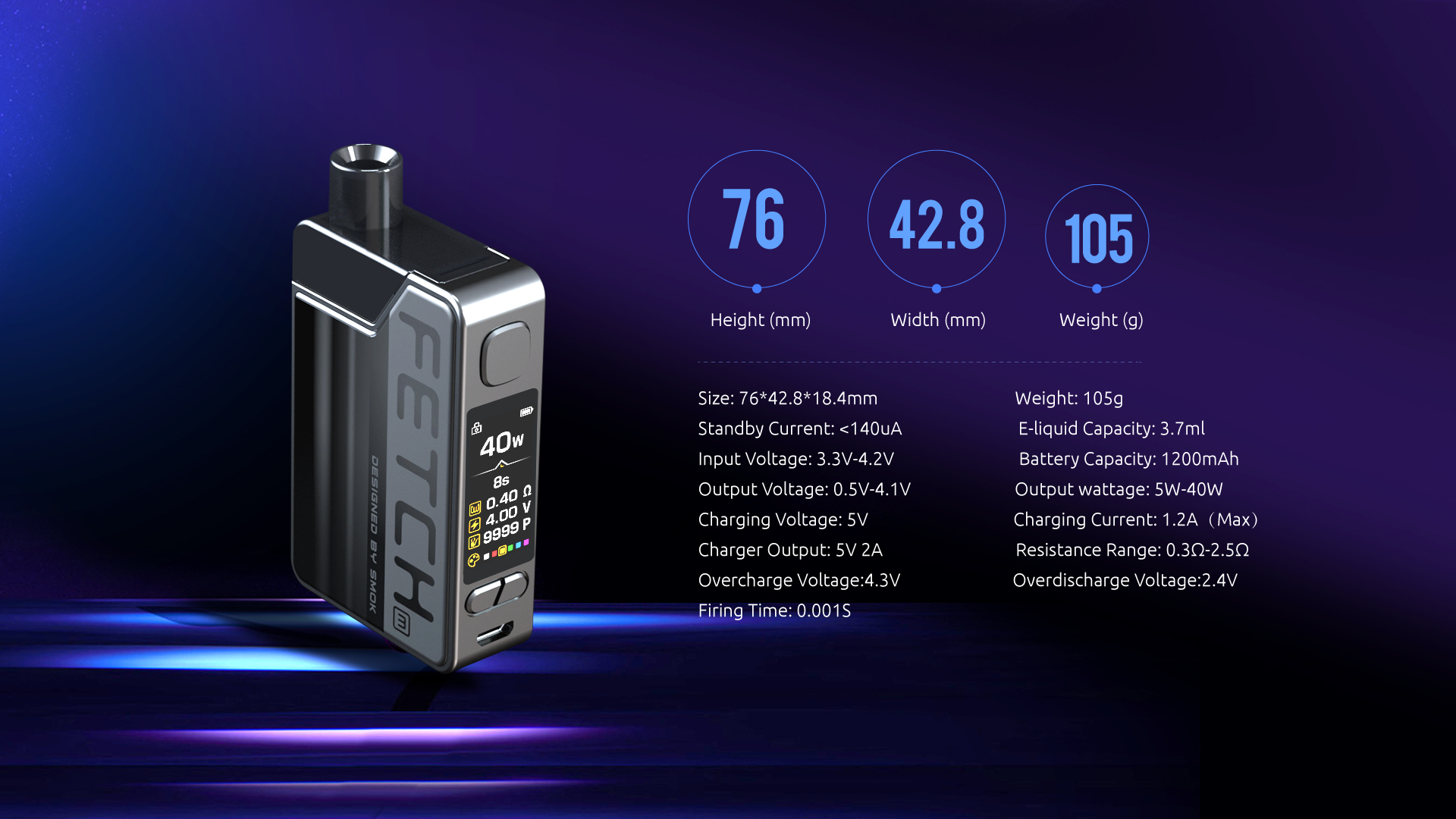 The Specifications of SMOK Fetch Mini