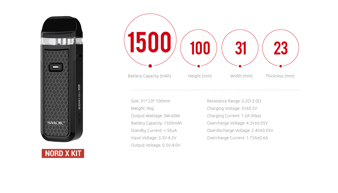 SMOK Nord X Kit 60W Pod System 1500mAh Vape Kit Starter Kit in Dubai, UAE